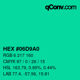 Color code: HEX #06D9A0 | qconv.com