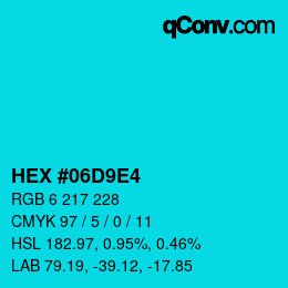 Color code: HEX #06D9E4 | qconv.com