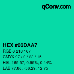 Color code: HEX #06DAA7 | qconv.com