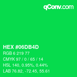 颜色代码: HEX #06DB4D | qconv.com