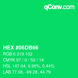 Color code: HEX #06DB66 | qconv.com