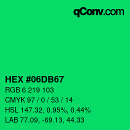 Color code: HEX #06DB67 | qconv.com