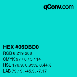 颜色代码: HEX #06DBD0 | qconv.com