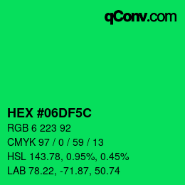 Color code: HEX #06DF5C | qconv.com