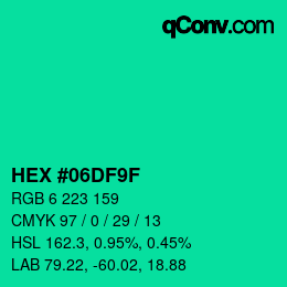 Color code: HEX #06DF9F | qconv.com