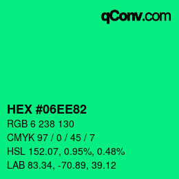 Color code: HEX #06EE82 | qconv.com