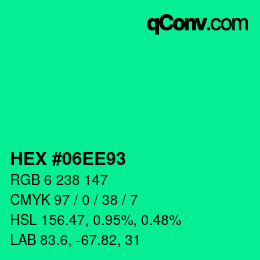 Color code: HEX #06EE93 | qconv.com