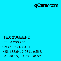 カラーコード: HEX #06EEFD | qconv.com
