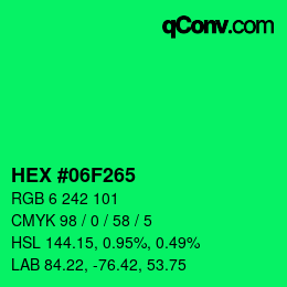 Color code: HEX #06F265 | qconv.com
