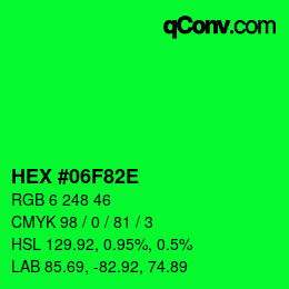 Color code: HEX #06F82E | qconv.com