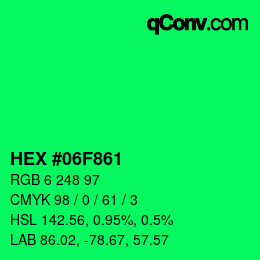 Color code: HEX #06F861 | qconv.com
