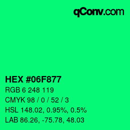 Color code: HEX #06F877 | qconv.com