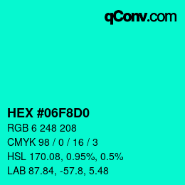 Color code: HEX #06F8D0 | qconv.com