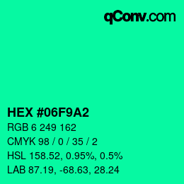 Color code: HEX #06F9A2 | qconv.com