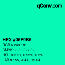Color code: HEX #06F9B5 | qconv.com