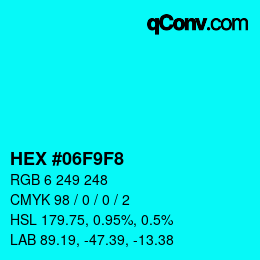 Color code: HEX #06F9F8 | qconv.com