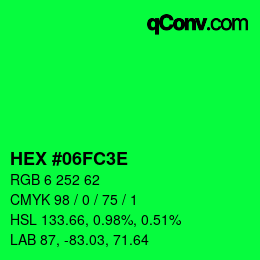 Color code: HEX #06FC3E | qconv.com