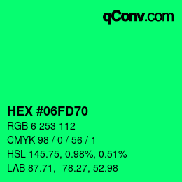 Código de color: HEX #06FD70 | qconv.com