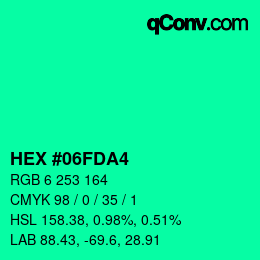 Color code: HEX #06FDA4 | qconv.com