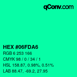 Color code: HEX #06FDA6 | qconv.com