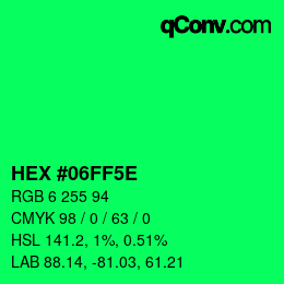 Código de color: HEX #06FF5E | qconv.com