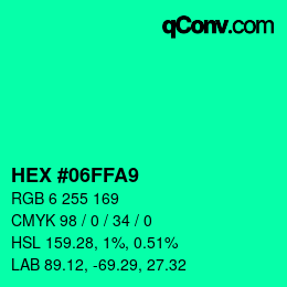 Color code: HEX #06FFA9 | qconv.com