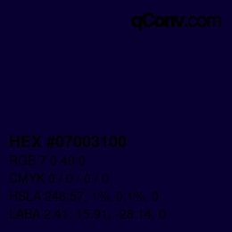 Color code: HEX #07003100 | qconv.com