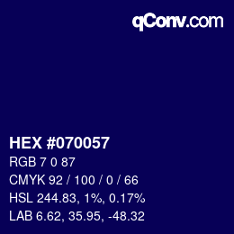カラーコード: HEX #070057 | qconv.com