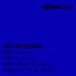 Color code: HEX #0700B300 | qconv.com