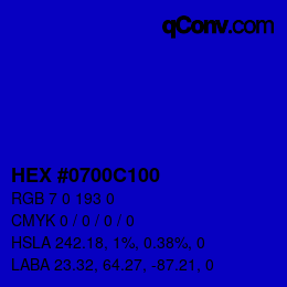 Color code: HEX #0700C100 | qconv.com