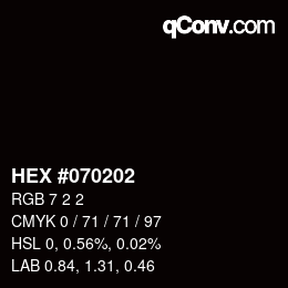 カラーコード: HEX #070202 | qconv.com