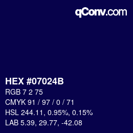 Farbcode: HEX #07024B | qconv.com