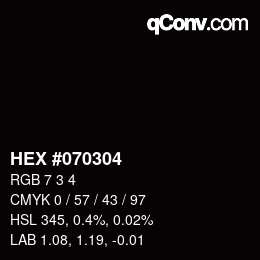 Farbcode: HEX #070304 | qconv.com