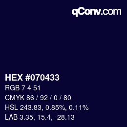 カラーコード: HEX #070433 | qconv.com