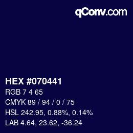 Code couleur: HEX #070441 | qconv.com