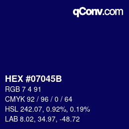 Color code: HEX #07045B | qconv.com