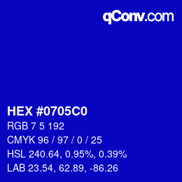 Color code: HEX #0705C0 | qconv.com