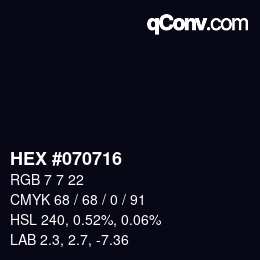 Color code: HEX #070716 | qconv.com