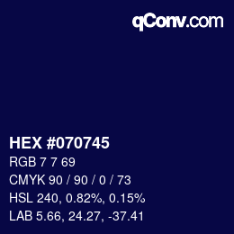 カラーコード: HEX #070745 | qconv.com