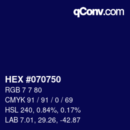 Color code: HEX #070750 | qconv.com