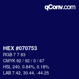 Color code: HEX #070753 | qconv.com