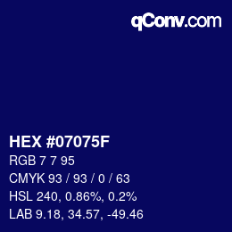 Color code: HEX #07075F | qconv.com