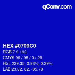 Color code: HEX #0709C0 | qconv.com