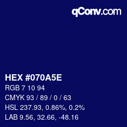 Color code: HEX #070A5E | qconv.com