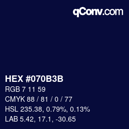 Color code: HEX #070B3B | qconv.com
