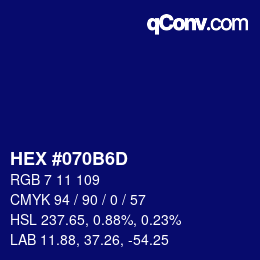 Color code: HEX #070B6D | qconv.com
