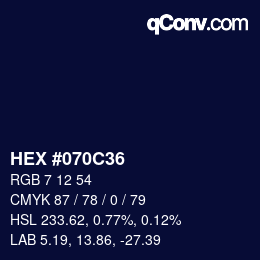 颜色代码: HEX #070C36 | qconv.com