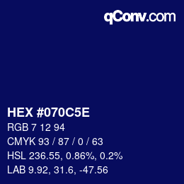 カラーコード: HEX #070C5E | qconv.com