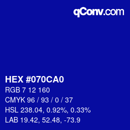 カラーコード: HEX #070CA0 | qconv.com