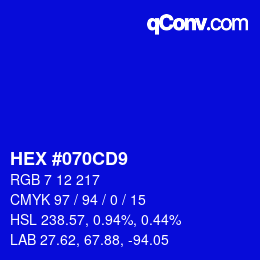Color code: HEX #070CD9 | qconv.com